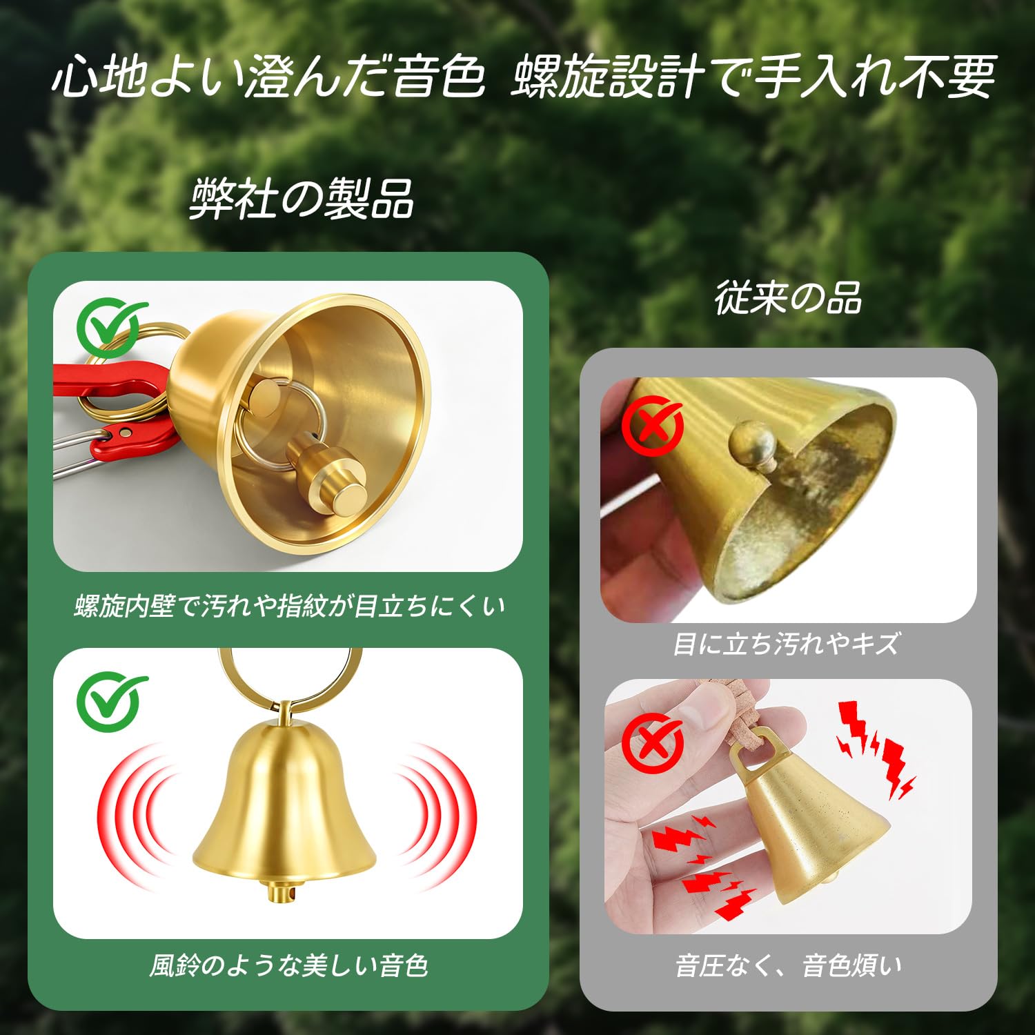 Amazon | SORAMOON 熊鈴 真鍮製 熊よけ鈴 消音機能付き 大音量【本革